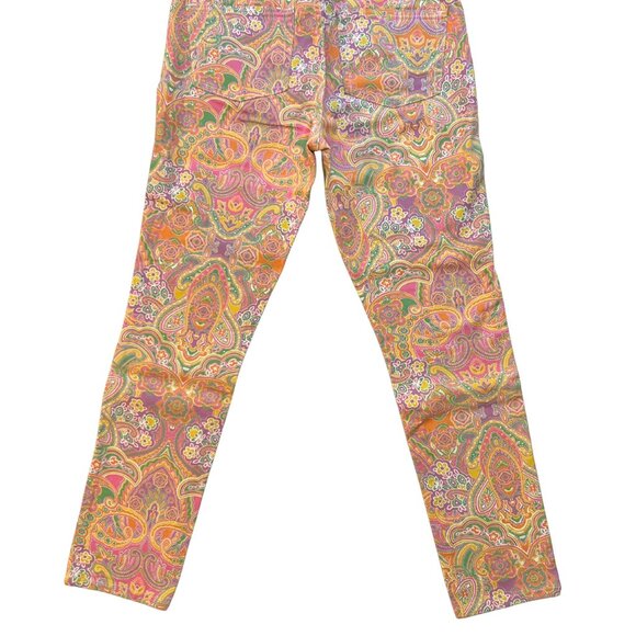 Chaps 5 Pocket Womens Jeans Paisley Pastel Size 8 Straight Leg - Picture 2 of 3